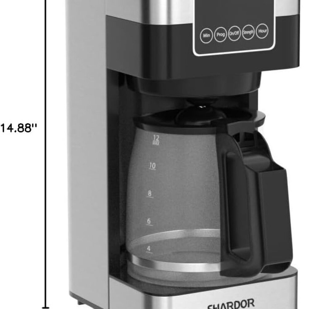 Shardor Touch Screen Coffee Maker 10-cup Programmable Stainless Steel